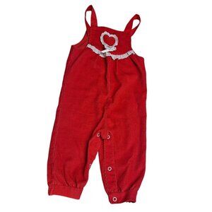 Health Tex Red Corduroy Overalls Baby Girl 18 Months Red Heart Lace Valentine